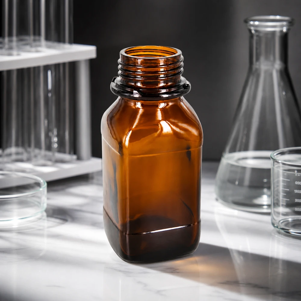 250ml Chemikalienflasche 250ml Glasflasche mit ergonomischer Griffform für sicheres Handling im Chemielabor