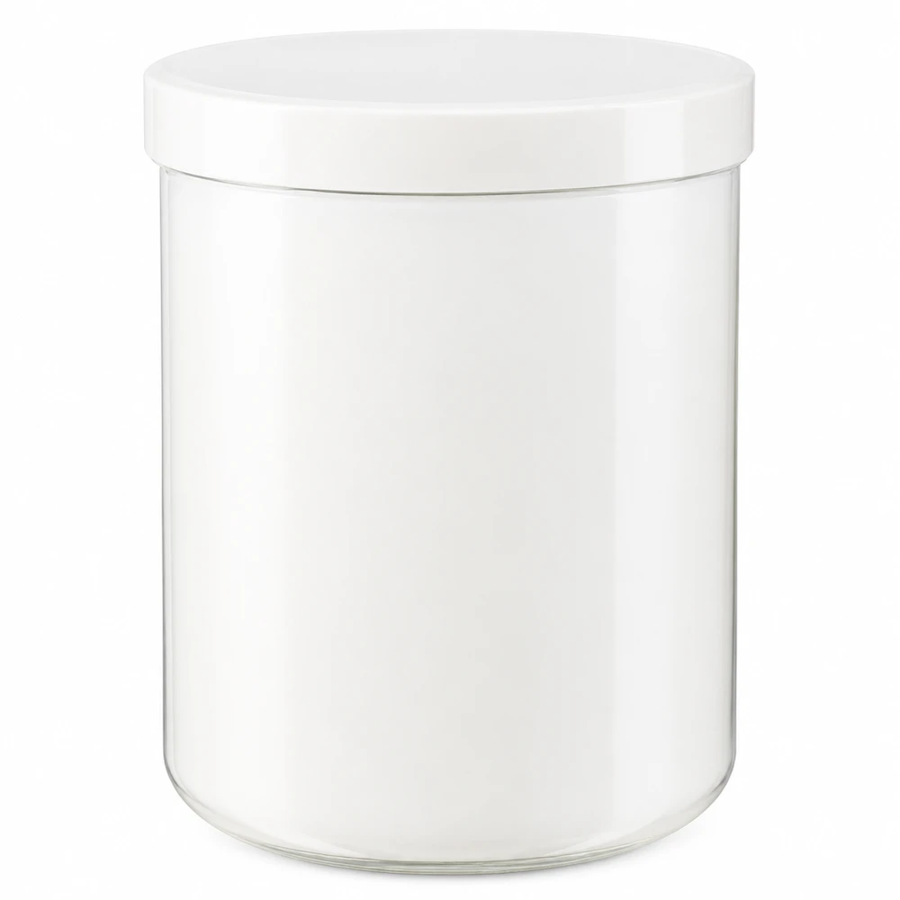 Weisse Apothekerkruke 1000g aus Glas mit PP Schraubverschluss
