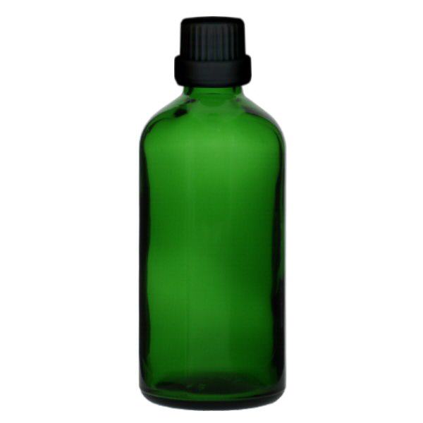 Apothekenflasche grün 100ml Tropfverschluss Premium 2mm schwarz Originalitätsverschluss Apothekenflasche grün 100ml Tropfverschluss Premium 2mm schwarz Originalitätsverschluss