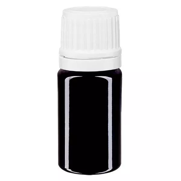 Apothekenflasche violett 5ml Tropfverschluss 1.2mm weiß Originalitätsverschluss Apothekenflasche violett 5ml Tropfverschluss 1.2mm weiß Originalitätsverschluss