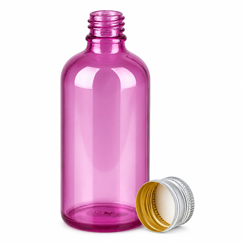 100ml Flas. 11mm Schraubverschluss Alu-Silber Standard PurpleLine. UT18/100 Kompakte violette Glasflasche 100ml mit dichtem Aluminiumdeckel für sichere Lagerung