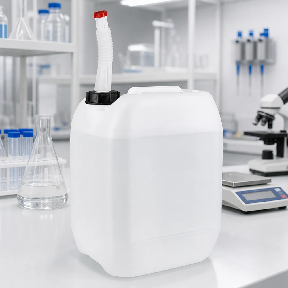 Kanister 10 Liter mit Auslaufrohr Flex Kunststoffkanister 10L mit schwarzem Schraubverschluss und biegsamem Ausgießer