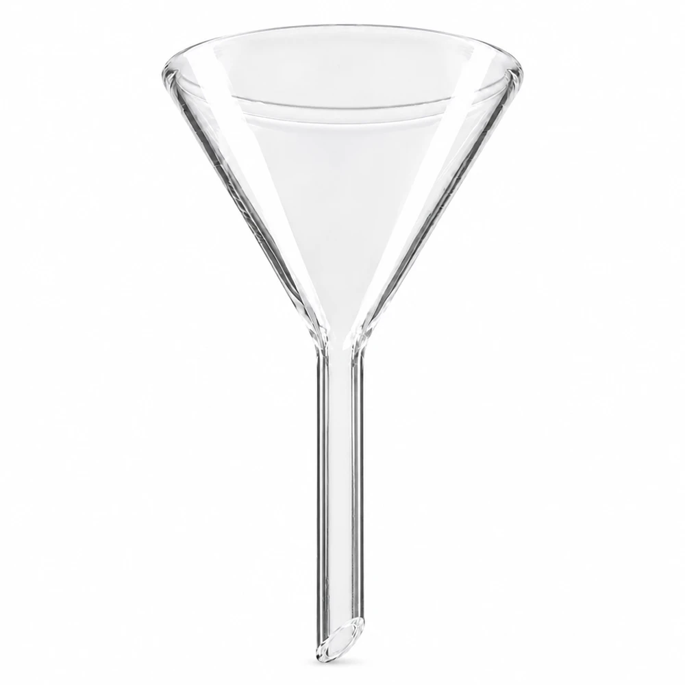 Trichter ø50mm Kalk-Soda, Winkel 60°, Kurzstil 50mm Glastrichter mit Kurzstil ideal zum Umfüllen von Flüssigkeiten und Pulvern