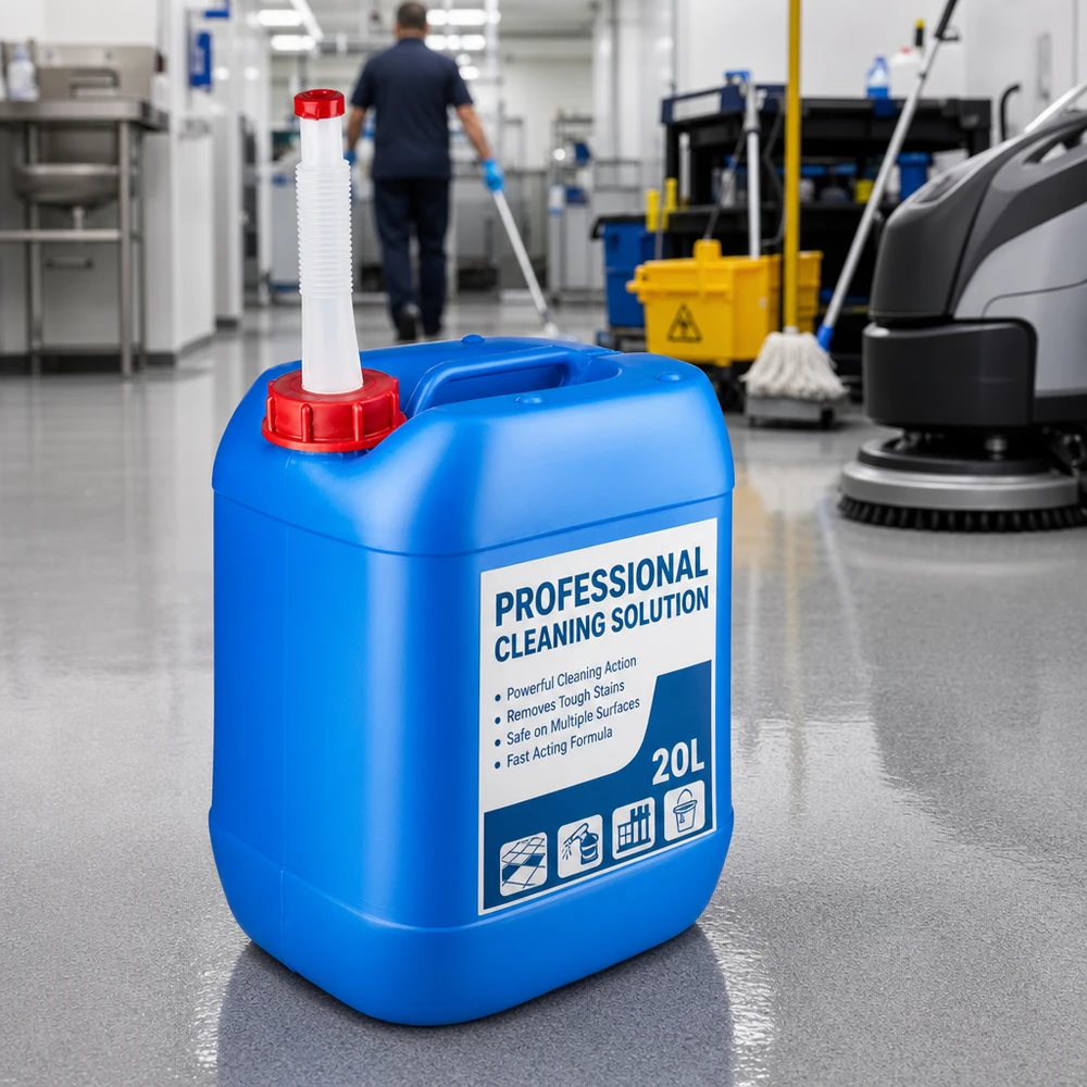 Stabiler HDPE Kanister 20L mit Flex-Rohr und Tragegriff für gewerbliche Reinigungsanwendungen
