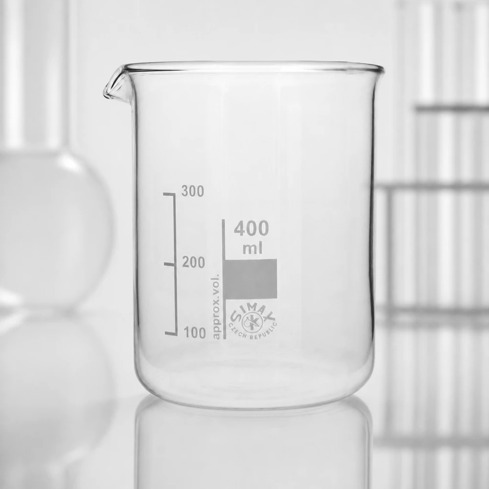 Kristallklares Borosilikatglas Becherglas 400ml mit perfekter Durchsichtigkeit für Analysen