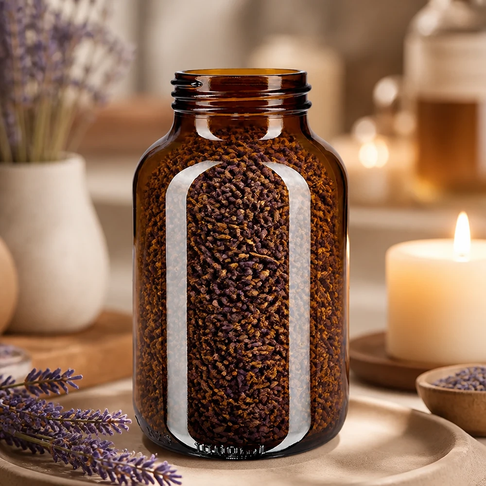 Luftdichte braune Glasflasche 1000ml mit weiter Öffnung für optimale Frischhaltung von Inhalten