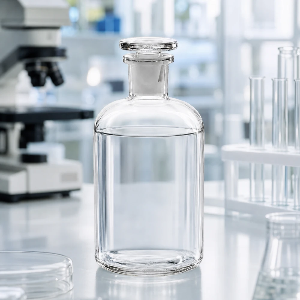 Glasflasche mit Rundschulter 500ml klar und Enghals für sichere Aufbewahrung im Labor