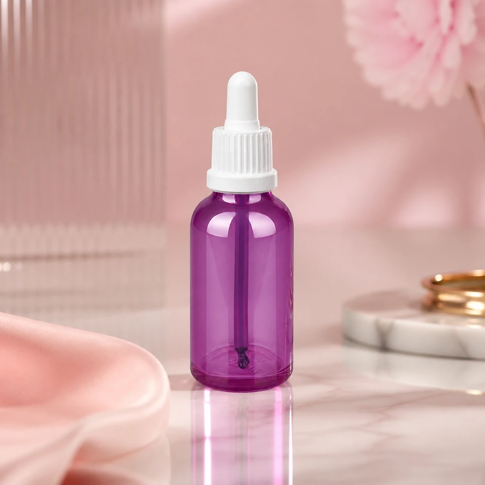30ml Pipettenflasche weiss Originalität Schraubverschlusserschluss PurpleLine UT18/30 Kompakte violette 30ml Flasche mit Pipettenaufsatz perfekt für Hautpflege und Öle