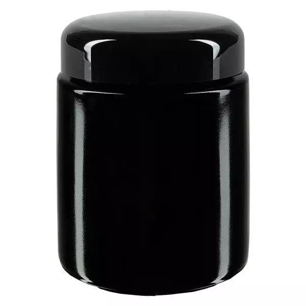 Weithalsdose+ Violettglas 250ml, mit schwarz Deckel Weithalsdose+ Violettglas 250ml, mit schwarz Deckel