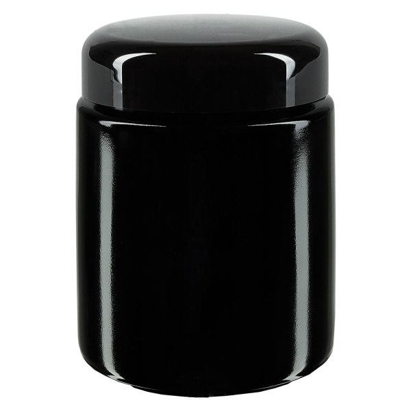 Weithalsdose+ Violettglas 250ml, mit schwarz Deckel Weithalsdose+ Violettglas 250ml, mit schwarz Deckel