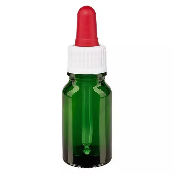 Apothekenflasche grün 10ml Pipette weiß/rot Standard
