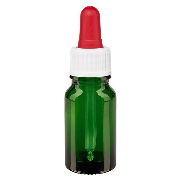 Apothekenflasche grün 10ml Pipette weiß/rot Standard Apothekenflasche grün 10ml Pipette weiß/rot Standard