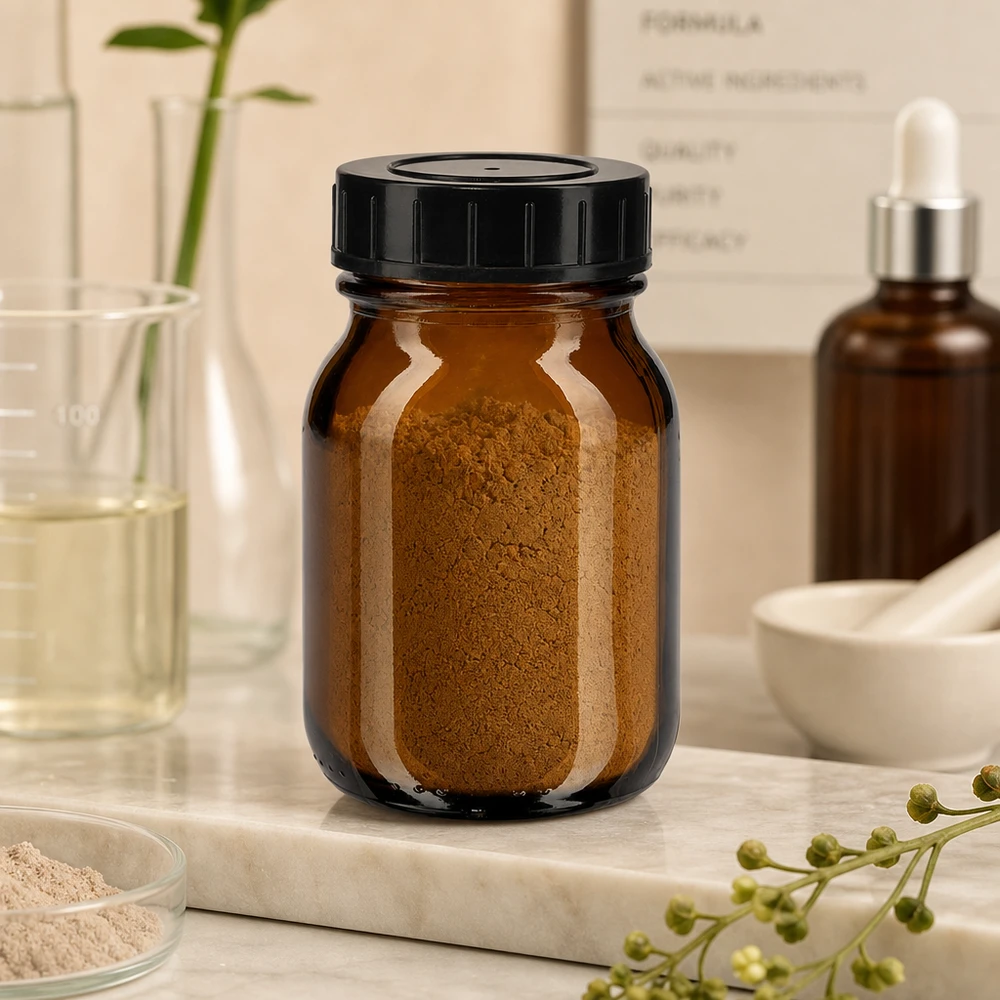 Premium Braunglasflasche 75ml mit großer Öffnung ideal für Pulver und getrocknete Substanzen