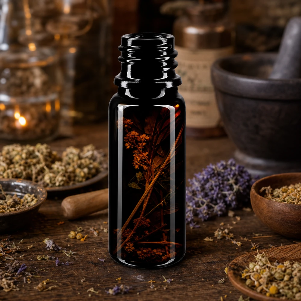 Violettglas Flasche 10ml DIN 18 mit glatter Oberfläche ideal für Kräuteressenzen und Tinkturen