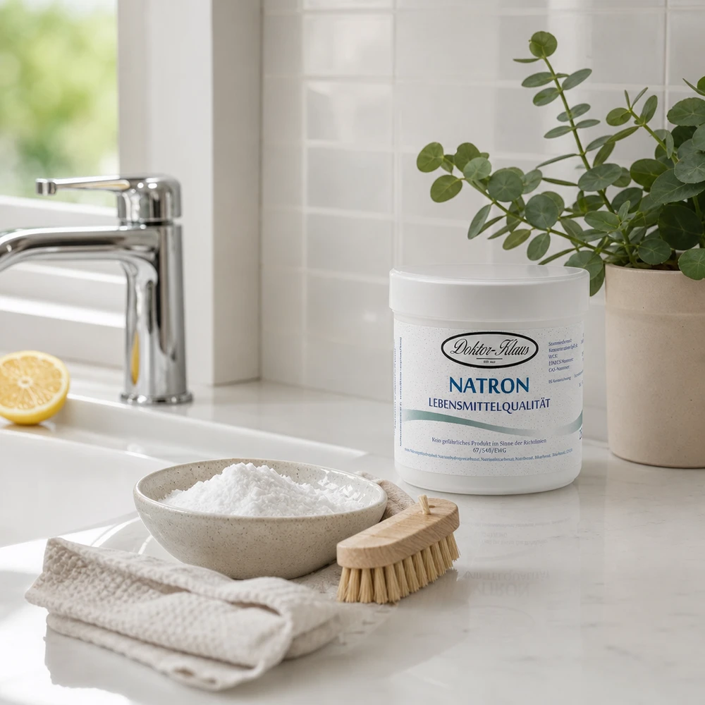Natron Doktor Klaus 250g Set mit Reinigungstuch und Bürste für gründliche Haushaltsreinigung