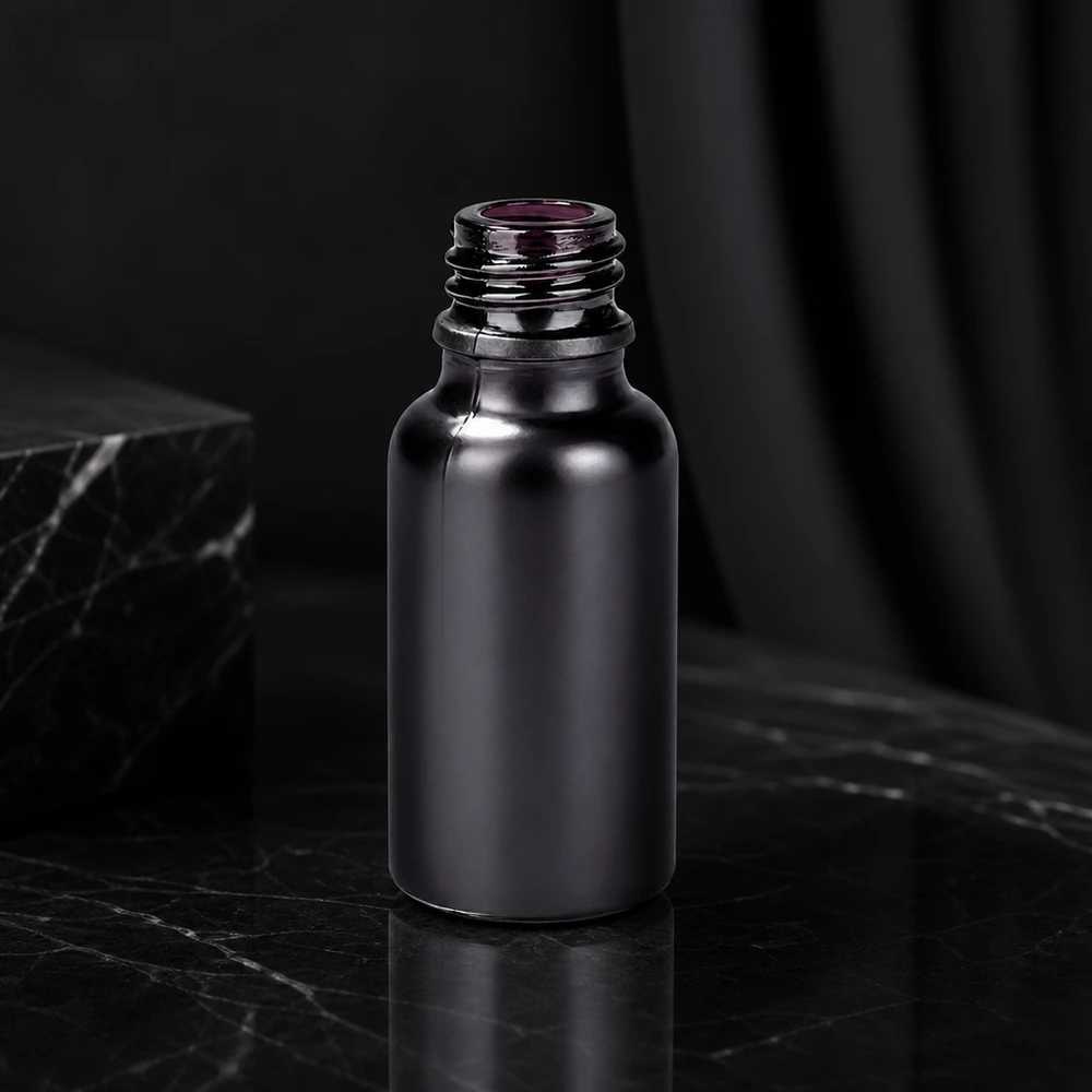20ml Apothekerflasche BlackLine UT18/20 UNiTWIST Robuste Apothekerflasche 20ml BlackLine aus dickem Schwarzglas für sichere Produktlagerung