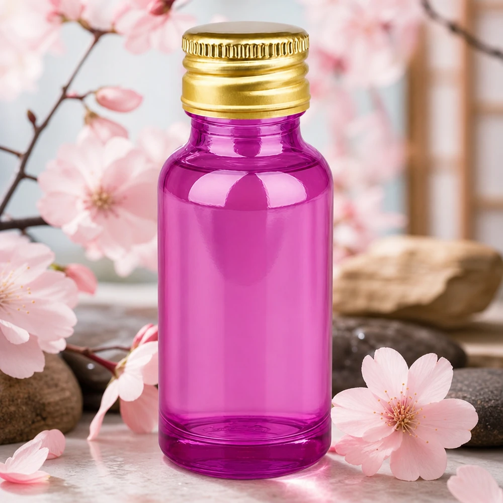 20ml Flasche 11mm Schraubverschluss Alu-Gold Standard PurpleLine. UT18/20 20ml Purple Glasflasche mit UV-Schutz und luftdichtem Goldverschluss für Naturkosmetik