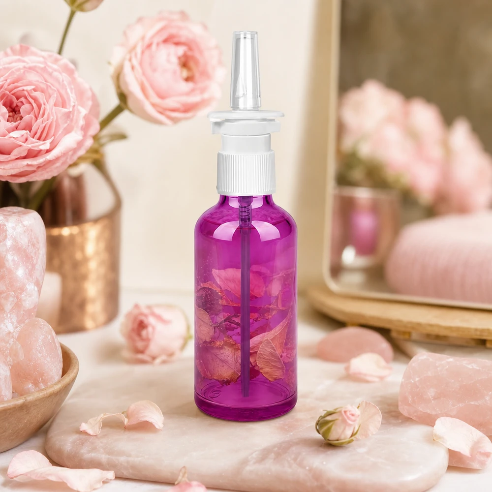 50ml Nasensprayflasche weiß/transparent Standard PurpleLine. UT18/50 Professionelle 50ml Purple Nasensprayflasche mit optimaler Sprühverteilung für therapeutische Zwecke