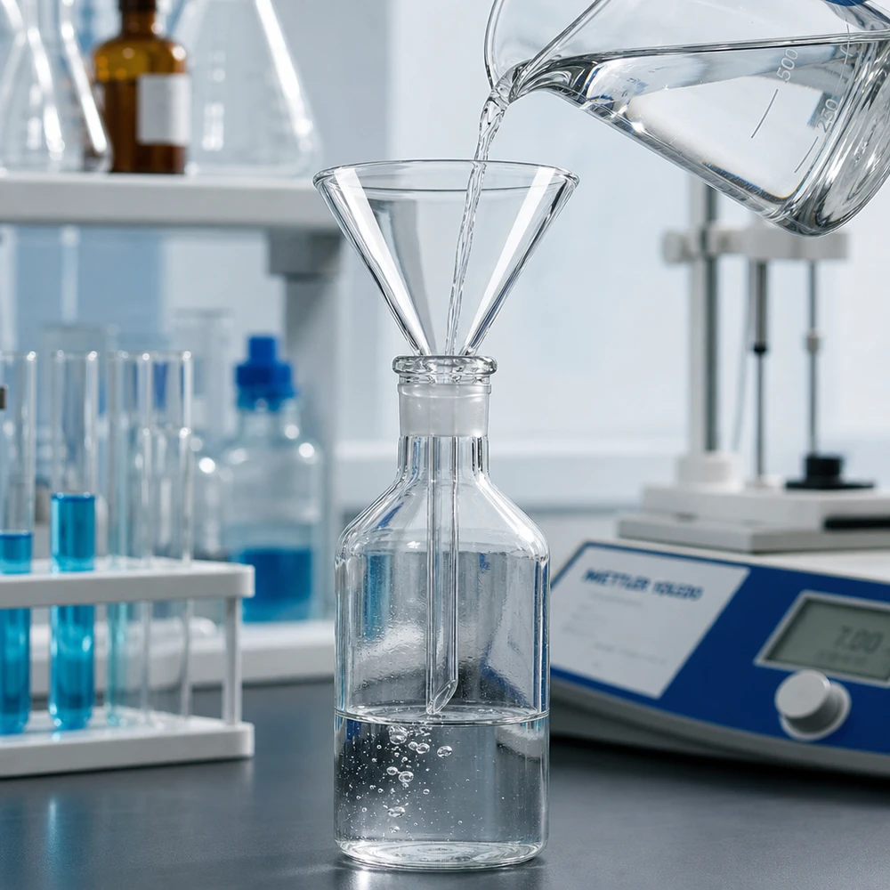 Trichter ø70mm Kalk-Soda, Winkel 60°, Kurzstil Chemiebeständiger Glastrichter mit kurzer Tülle 60° Neigungswinkel für professionelle Laborarbeit