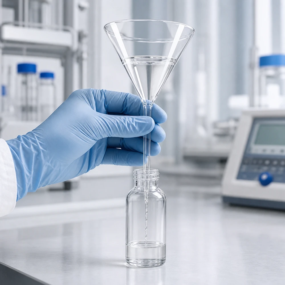 Trichter ø85mm Borosilikat Winkel 60 Kurzstil Steriler Borosilikat Trichter mit 85mm Öffnung ideal für Pharmazie und Medizintechnik