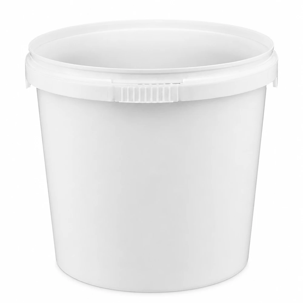 Kleiner weißer Eimer 1L aus robustem PP Kunststoff für Lagerung und Transport
