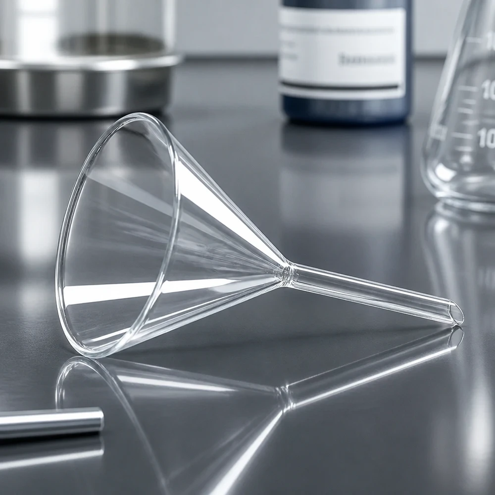 Trichter ø80mm Kalk-Soda, Winkel 60°, Kurzstil Kurzstieltrichter transparent 60 Grad Neigung ideal für Filtrations- und Transferarbeiten