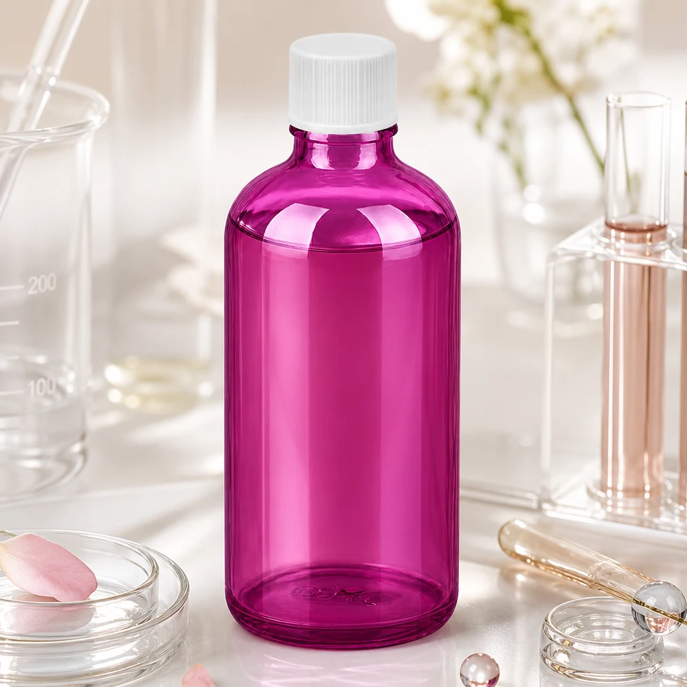 100ml Flasche 11mm Schraubverschluss weiss Standard PurpleLine UT18/100 Elegante violette 100ml Flasche mit Standard Gewinde UT18 für sichere Aufbewahrung von Tinkturen