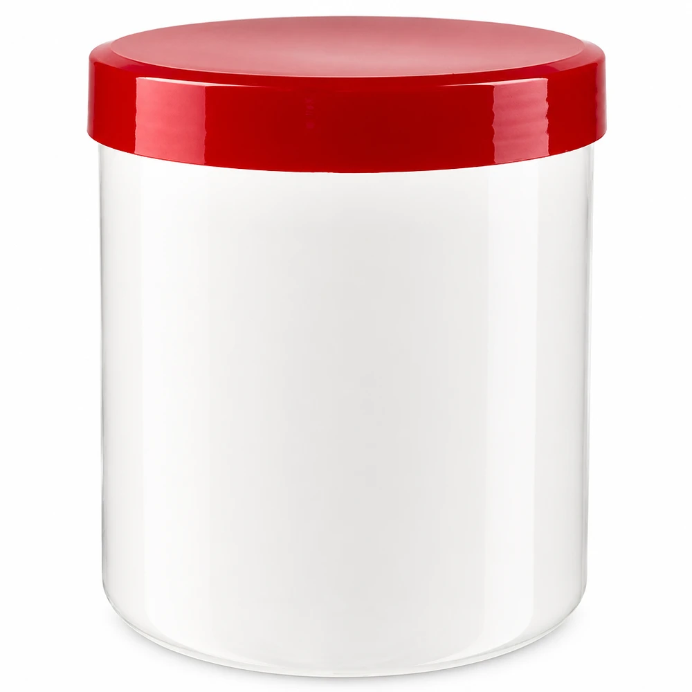Miniatur Salbenkruke 10ml weißer Behälter mit rotem PP-Schraubdeckel leer
