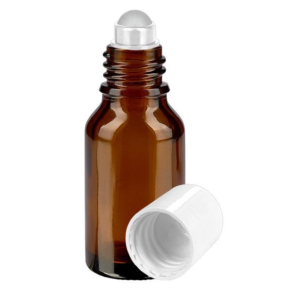 Apothekenflasche braun 30ml Roll-On Verschluss weiß Apothekenflasche braun 30ml Roll-On Verschluss weiß