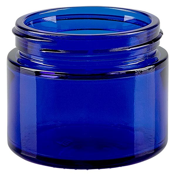 50ml Glastiegel. royalblau ohne Deckel, Gewinde 52mm ApoGlas 50ml Glastiegel. royalblau ohne Deckel, Gewinde 52mm ApoGlas