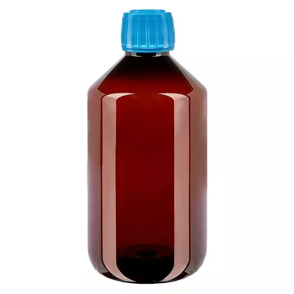 PET Flasche 500ml mit blauem Verschluss Originalitätsverschluss PET Flasche 500ml mit blauem Verschluss Originalitätsverschluss