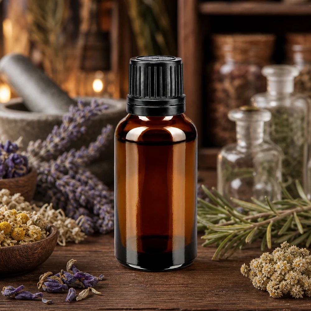 Apothekenflasche braun 20ml Schraubverschluss schwarz Giessring Originalitätsverschluss Kompakte Apothekerflasche 20ml Braunglas UV-Schutz schwarzer Verschluss für Naturheilkunde