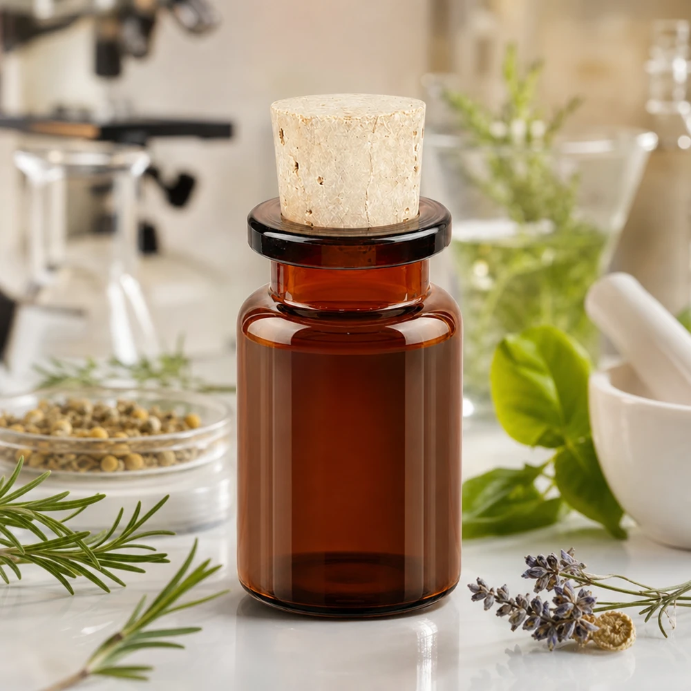 Apothekerflasche Braunglas 5ml mit Korken 11/14mm aus hochwertigem UV-Schutzglas für Naturkosmetik