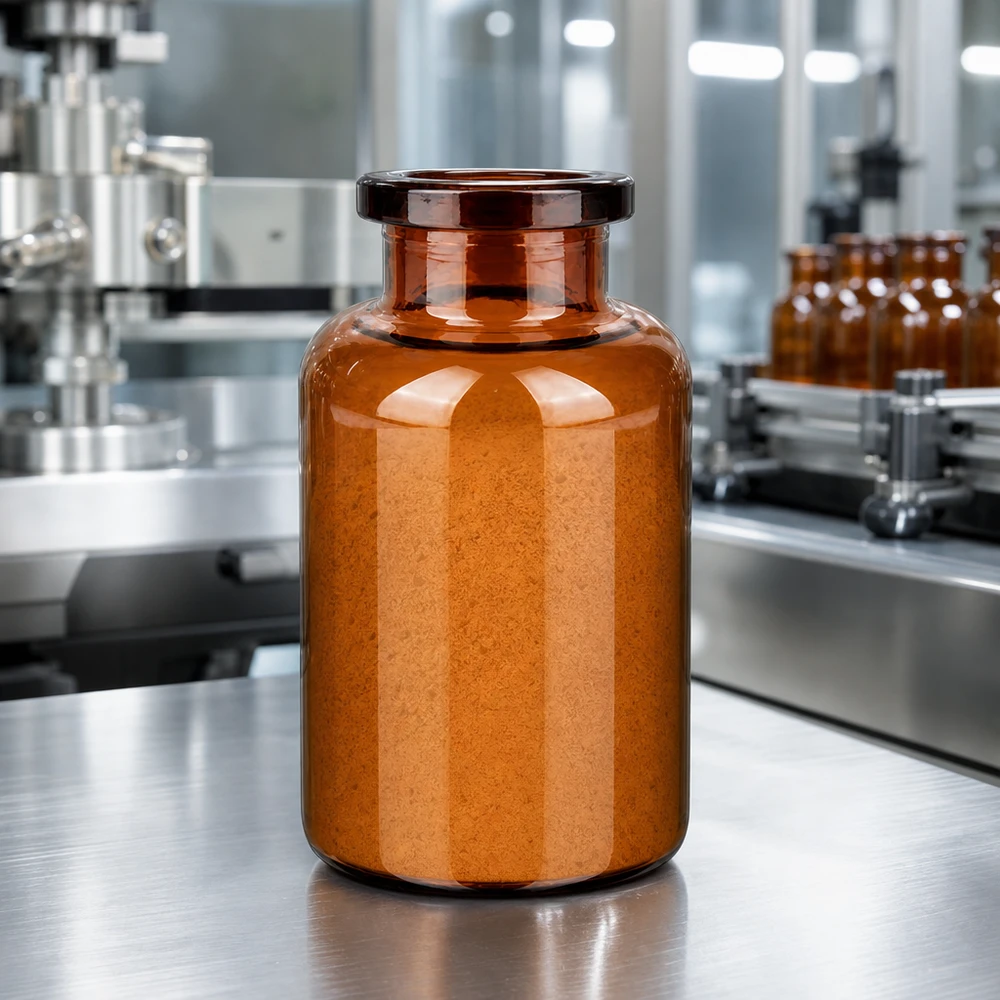 Injektionsflasche Braunglas 20ml Braunglas Fläschchen 20ml mit trockenem Pulver in pharmazeutischer Fertigungsanlage