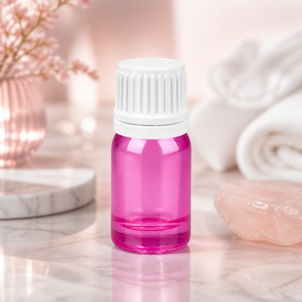 5ml Flasche 11mm Schraubverschluss weiss Originalität Schraubverschlusserschluss PurpleLine UT18/5 5ml Flasche mit glänzender violetter Oberfläche und weißem Deckel für Beauty-Anwendungen