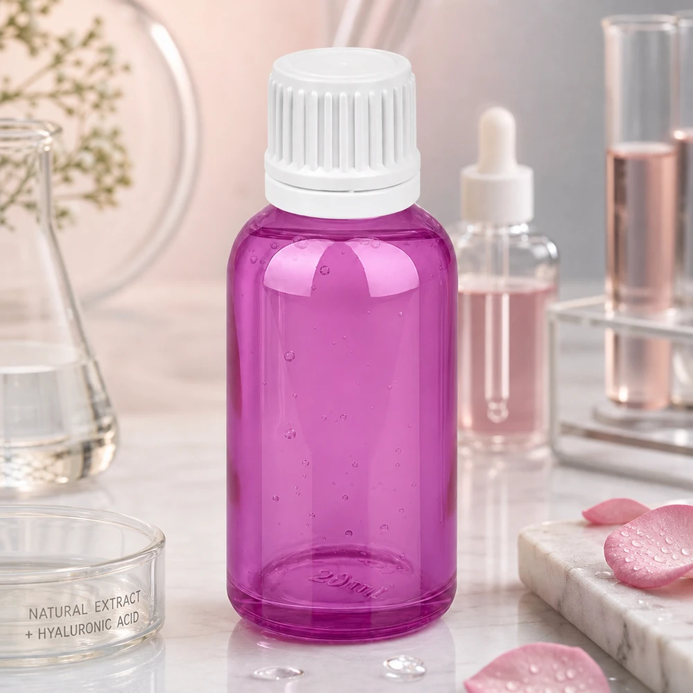 30ml Flasche 11mm Schraubverschluss weiss Originalität Schraubverschlusserschluss PurpleLine UT18/30 Kompakte violette 30ml Flasche ideal für Reisegrößen und Probiersets in der Kosmetik