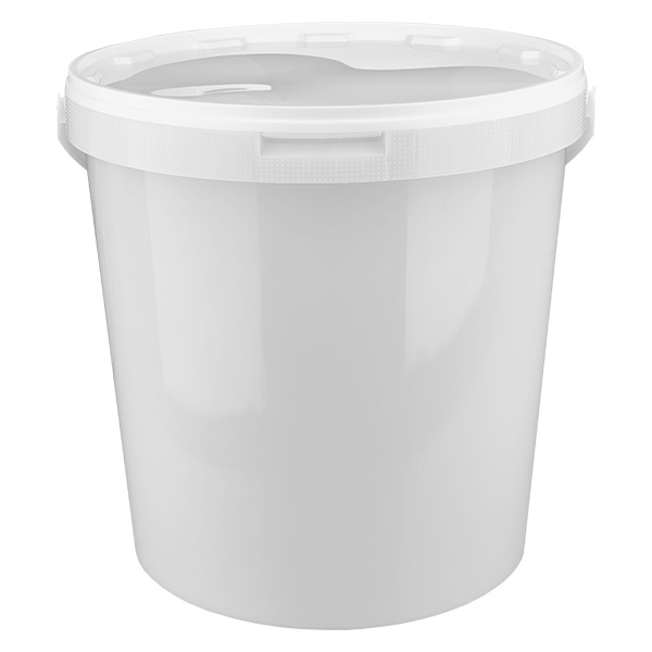 Eimer 10.7L aus weißem Kunststoff Polypropylen mit Deckel