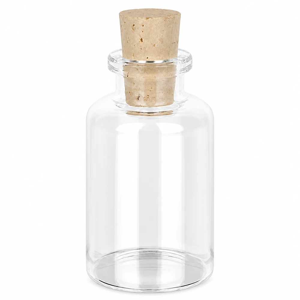 Miniaturflasche aus Klarglas 30ml mit passendem Korken ideal für Gastgeschenke und Aufbewahrung