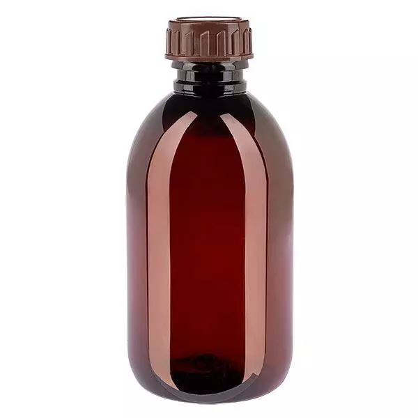 PET Flasche 250ml mit braunem Verschluss Standard