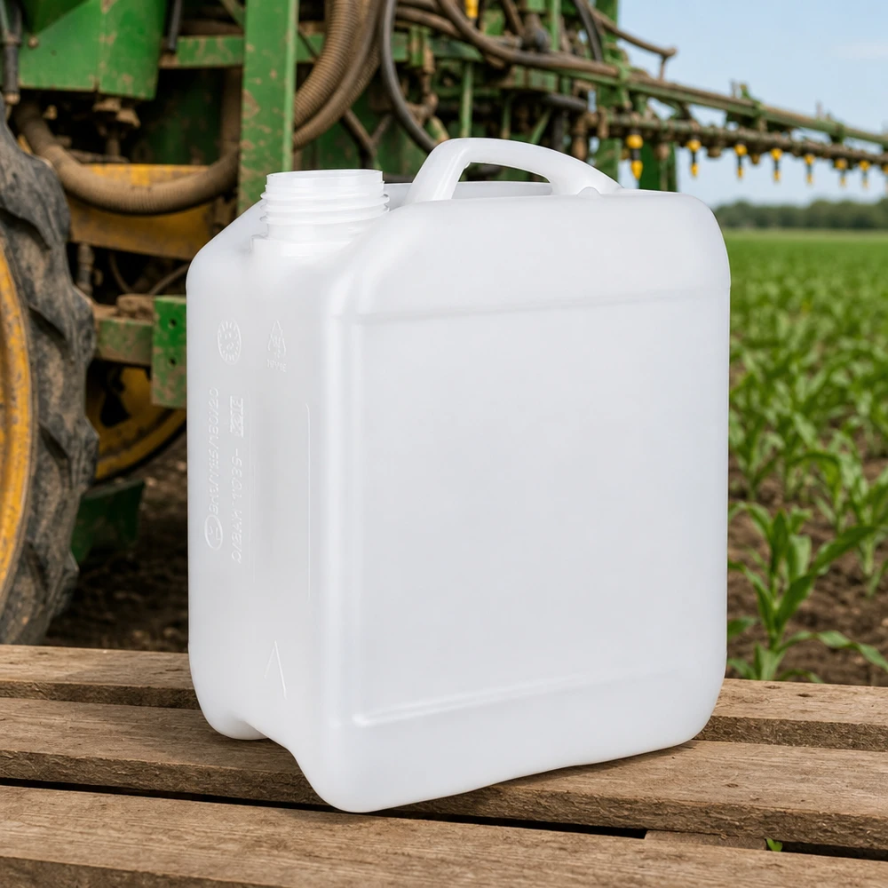 Leerer HDPE-Kanister 2,5 Liter mit Tragegriff für Pflanzenschutzmittel im Agrarbereich