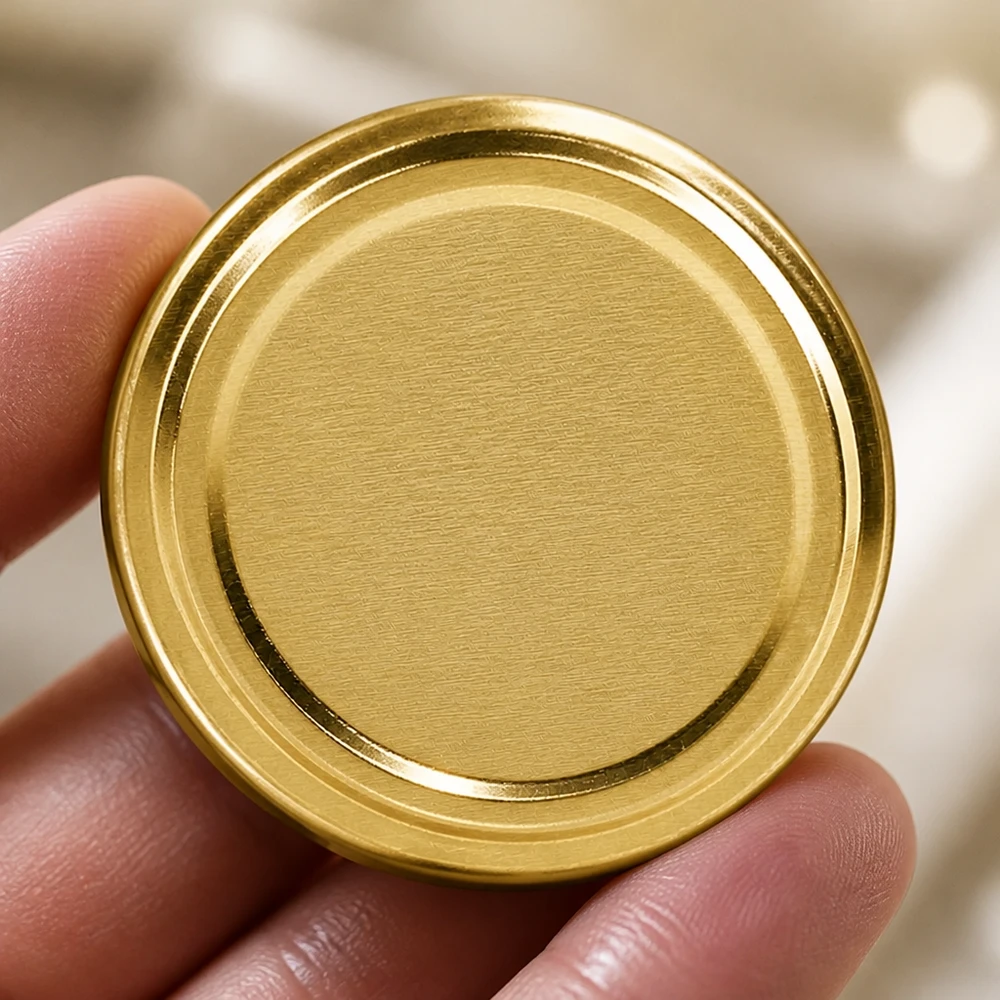 Metalldeckel TO82 gold mit BioSeal Dichtung für hitzebeständiges Einkochen unitemp BPA-NI