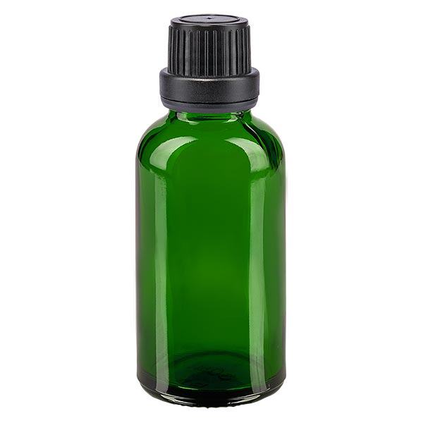 Apothekenflasche grün 30ml Schraubverschluss schwarz Dichteinlage Originalitätsverschluss Apothekenflasche grün 30ml Schraubverschluss schwarz Dichteinlage Originalitätsverschluss