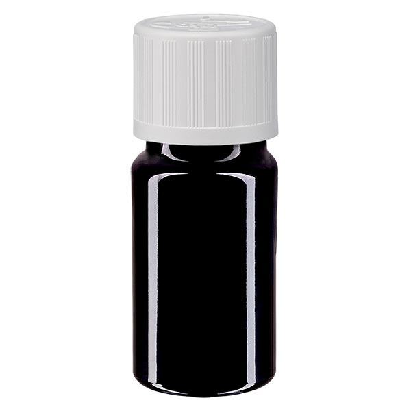Apothekenflasche violett 5ml Schraubverschluss weiß Kindersicherung Standard Apothekenflasche violett 5ml Schraubverschluss weiß Kindersicherung Standard