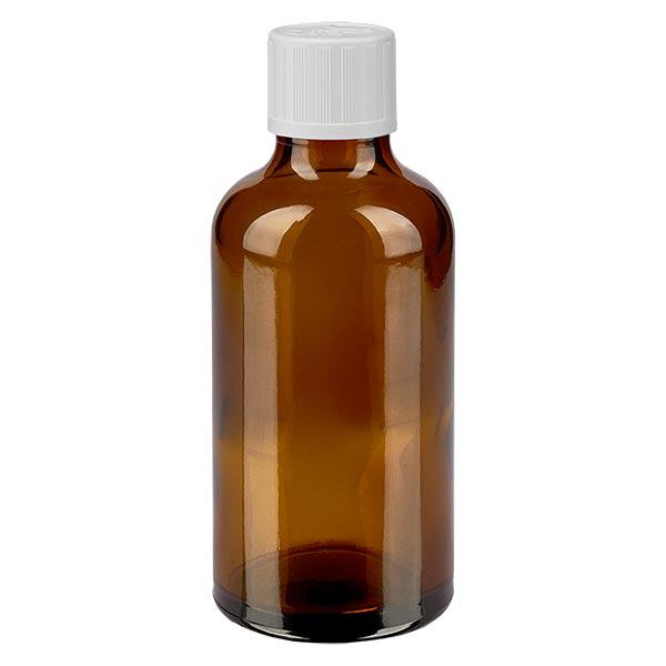 Apothekenflasche braun 50ml Tropfverschluss weiß Kindersicherung Standard Apothekenflasche braun 50ml Tropfverschluss weiß Kindersicherung Standard