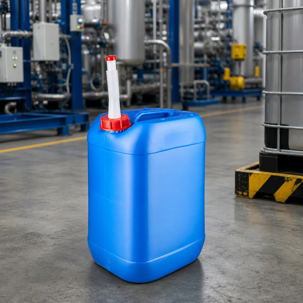 Kanister 25 Liter blau mit Auslaufrohr Flex Blauer 25L Kunststoffkanister mit flexiblem Einfüllrohr für sichere Chemikalienaufbewahrung