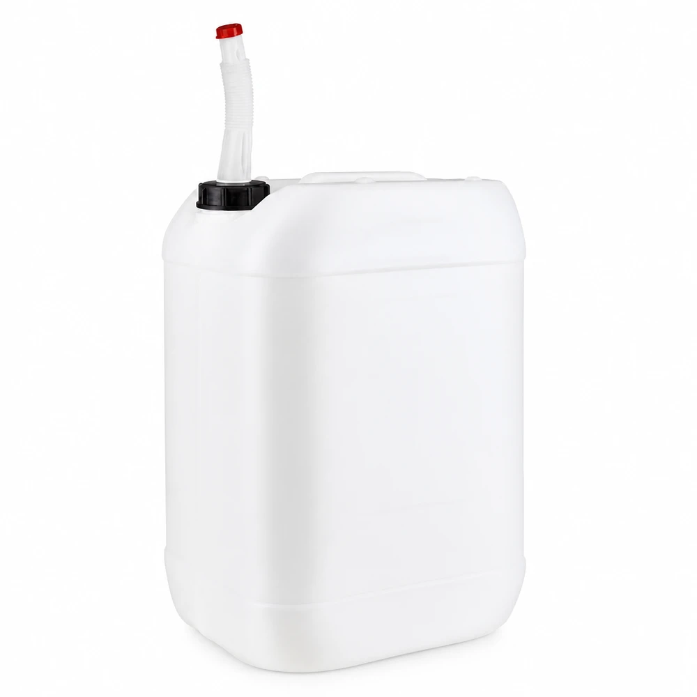 Kanister 25 Liter mit Auslaufrohr Flex Rechteckiger HDPE Kanister 25L mit biegsamem Ausgießer in Lebensmittelqualität