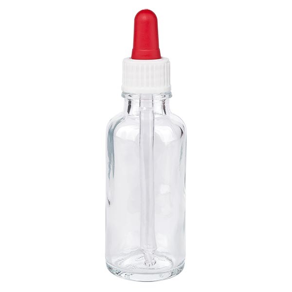 Pipettenflasche klar 30ml, Pipette weiss/rot Standard
