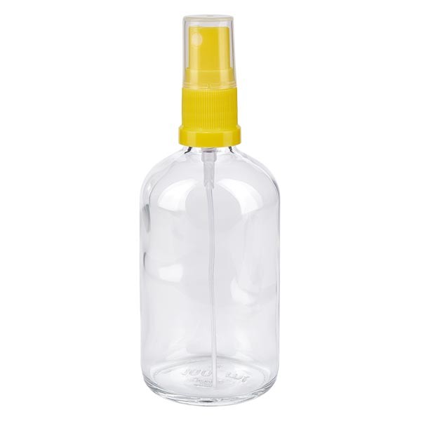 Klarglasflasche 100ml mit Pumpzerstäuber gelb
