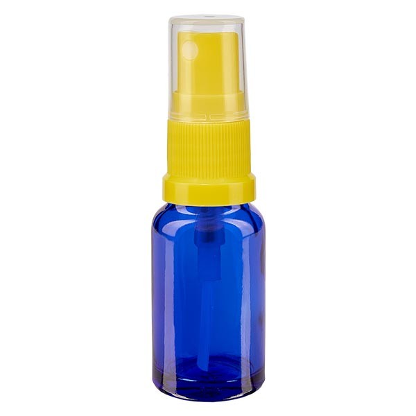 Blauglasflasche 10ml mit Pumpzerstäuber gelb
