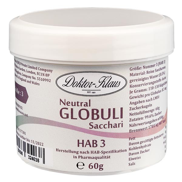 60 g Neutral Globuli HAB3 aus 100% reiner Saccharose